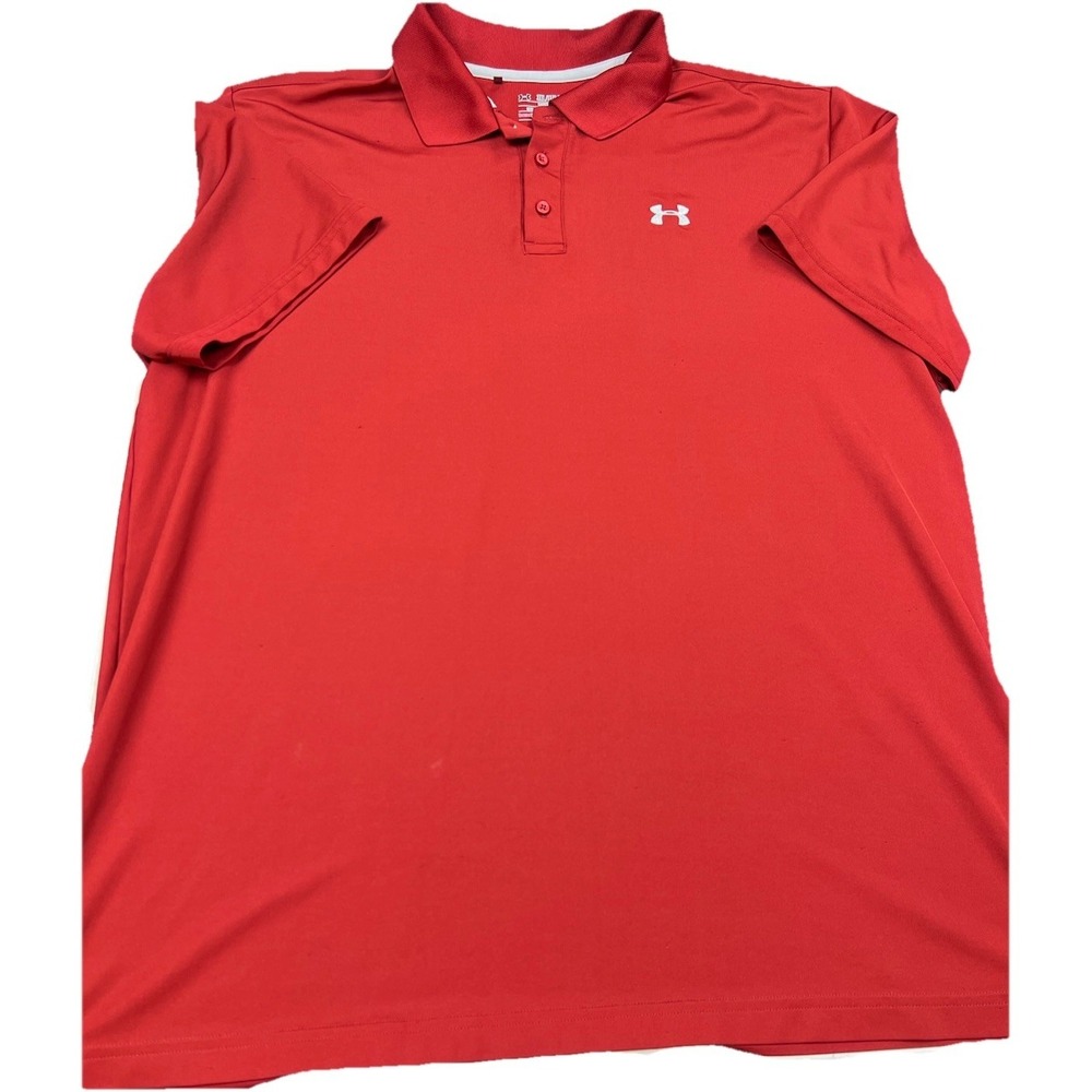 Under Armour Shirt Mens Size 3XL Maroon Short Sleeve Polo Performance Golf Loose